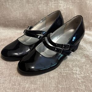 American Eagle by Payless Glossy Black Double Strap Dress Shoes